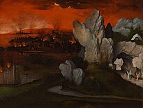 Landscape with the Destruction of Sodom and Gomorrah, c. 1520, oil on panel, 22.5 × 308 cm (8.9 × 11.8 in), Museum Boijmans Van Beuningen, Rotterdam