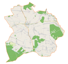 Mapa konturowa gminy Koziegłowy, na dole nieco na prawo znajduje się punkt z opisem „Pińczyce”