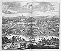 Cidade de Loango, capital do reino, a partir de detalhes fornecidos por exploradores (imagem de 1668)