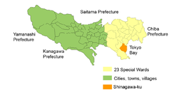 Shinagawas läge i Tokyo prefektur