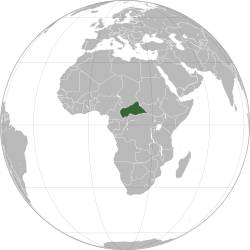 Centralafrikanske Republiks placering