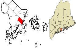 Location in Knox County and the state of Maine.