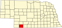 Map of Nebraska highlighting Hitchcock County