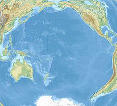 Mapa konturowa Oceanu Spokojnego, blisko centrum u góry znajduje się punkt z opisem „Honolulu”