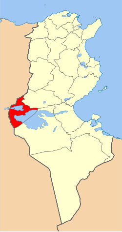 Map of Tunisia with Tozeur highlighted