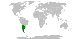Map indicating locations of Argentina and Taiwan
