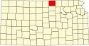Harta statului Kansas indicând comitatul Republic