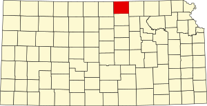 Map of Kansas highlighting Republic County