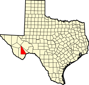 Map of Texas highlighting Buchel County