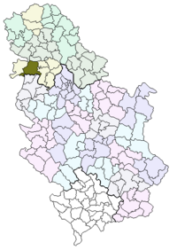 Location of the municipality of Sremska Mitrovica within Serbia