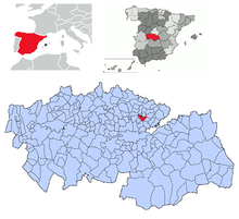 Situo de Villaluenga de la Sagra en la provinco Toledo kaj en Hispanio