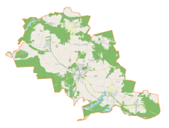 Mapa konturowa gminy Żarki, na dole po prawej znajduje się punkt z opisem „Kotowice”