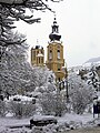 Square and Orthodox Cathedral under the snow