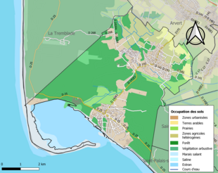 Carte en couleurs présentant l'occupation des sols.