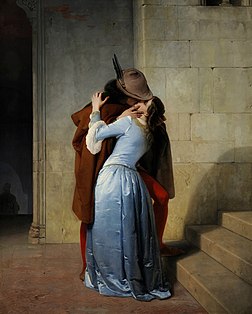 Le Baiser, huile sur toile de Francesco Hayez (1859, pinacothèque de Brera à Milan). (définition réelle 6 329 × 7 885)