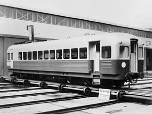 New 1800 Class Railmotor at Commonwealth Engineering Granville NSW 1952.