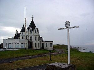 O sinal de John o' Groats e a "John o' Groats House"