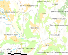 Mapa obce Vézénobres