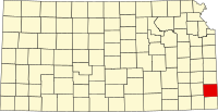 Locatie van Crawford County in Kansas