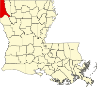 Map of Louisiana highlighting Caddo Parish