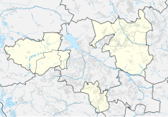 Mapa konturowa powiatu rybnickiego, u góry po prawej znajduje się punkt z opisem „Czuchów”