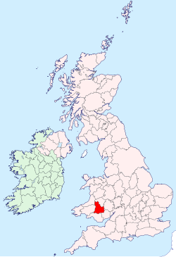 Brecknockshire shown within the United Kingdom