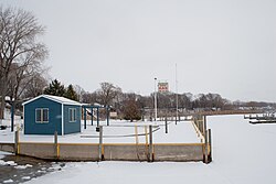 Gas bar at Colchester harbour in winter