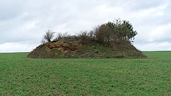 Halde monticule de mine de fer dans les champs Fond de Jottée.