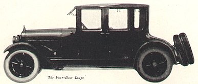 דגם של "LaFayette Four Door Coupe" ארבע דלתות, שנת 1921 המוגדרת כ"מכונית קופה"