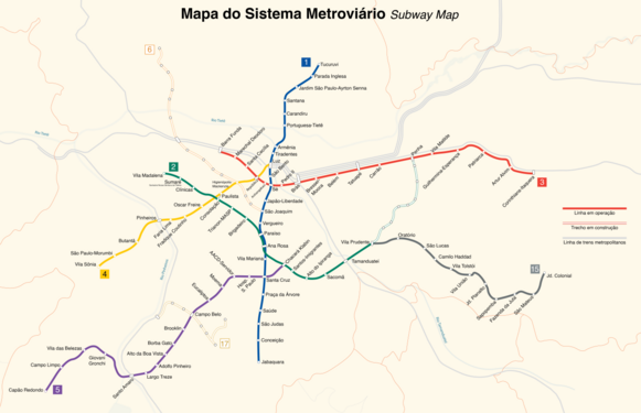 Metro netwerk van São Paulo (mei 2018)