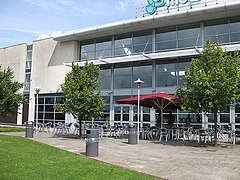 South end of main building, with terrace overlooking lake