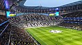 Søndre seksjon, også kjent som The Park Lane end, før UEFA Champions League kvartfinale mot Manchester City 9. april 2019, med fans som viser klubbens motto «To Dare Is to Do».