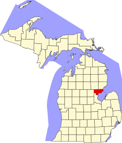 map of Michigan highlighting Arenac County