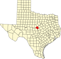 Locatie van Mills County in Texas