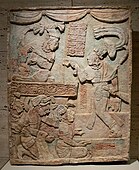 Yaxchilan lintel, war chief presenting captives to the king, 783 CE (Kimbell Art Museum)