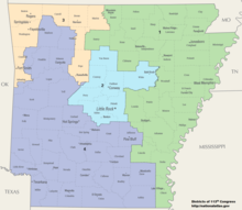 A map of congressional districts of Arkansas, since 2013