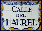Spanish street sign, Calle Laurel