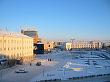 Oyuunsky Square. The new building o the Sakha Theater is on the left.