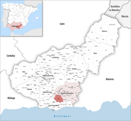 Kommunens läge i provinsen Granada