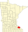 State map highlighting Wabasha County