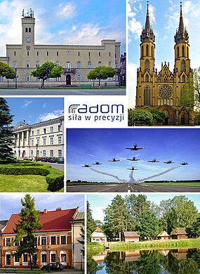 City hall, Cathedral of Virgin Mary, Office of City, Official logo, Orlik Aerobatic Team, Market Square, Museum of the Radom Village