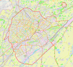 Mapa konturowa Taszkentu, u góry po lewej znajduje się punkt z opisem „Narodowy Uniwersytet Uzbekistanu im. Mirzy Uług Bega”