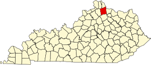 Map of Kentucky highlighting Pendleton County