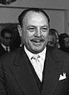 A black and white portrait of Ayub Khan