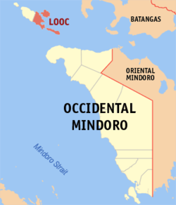 Map of Occidental Mindoro with Looc highlighted