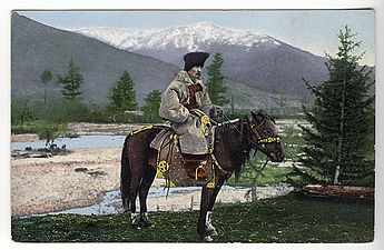 Altay man in national suit on horse