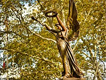 The Soldiers and Sailors Monument (1896) is dedicated to Union soldiers and sailors who died during the American Civil War. It is marked 1861–1865. It is located at Major Mark Park on Hillside Avenue (NY 25) at 176th Street.[22]