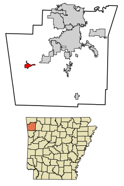 Location of Lincoln in Washington County, Arkansas.