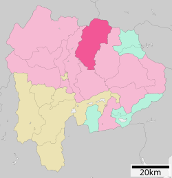 Location of Yamanashi in Yamanashi Prefecture