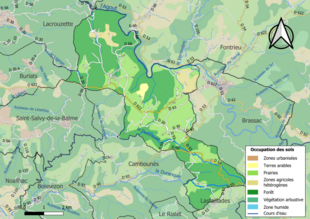 Carte en couleurs présentant l'occupation des sols.